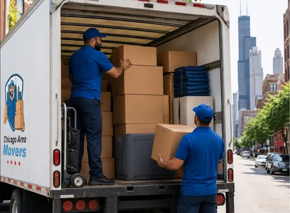 Movers carrying boxes into a new home during an emergency move